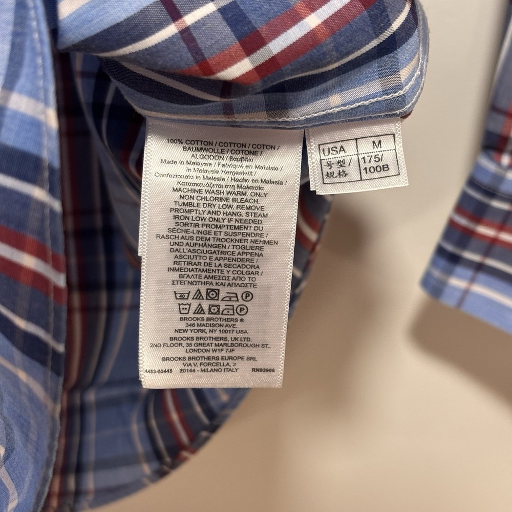 Brooks Brothers Shirt Blue Red Plaid Madison Button Down Cotton Medium Relaxed - Picture 4 of 5